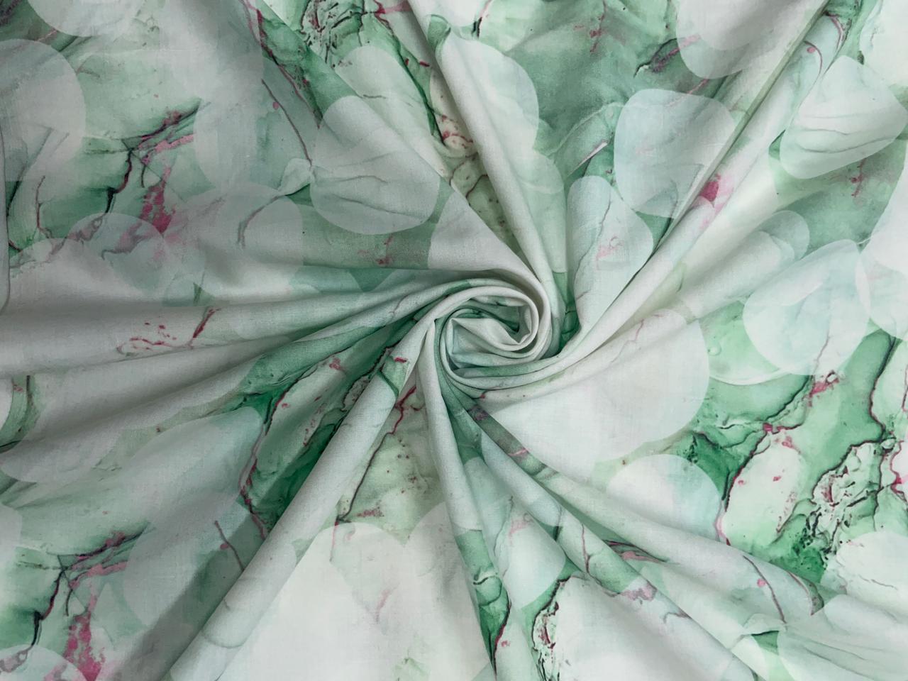 Green Abstract Cotton Lizzybizzy Fabric - Kapda Shop
