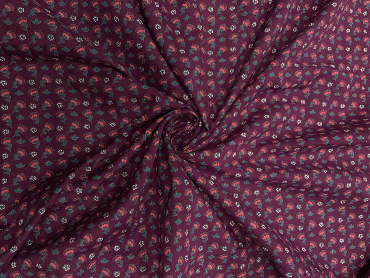 Purple Floral Cotton Lizzybizzy Fabric - Kapda Shop