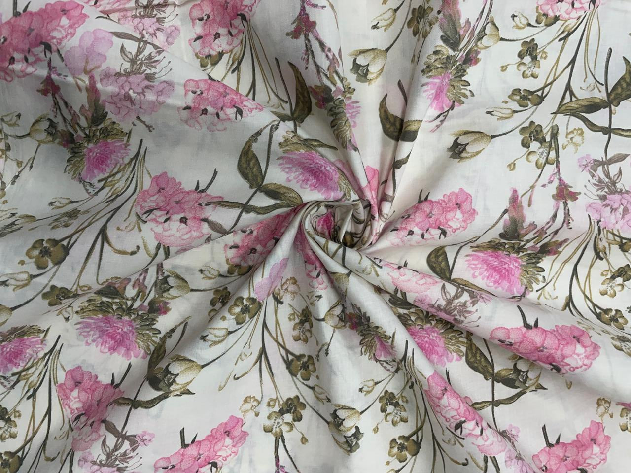 Pink Floral Samantha Cotton Fabric - Kapda Shop