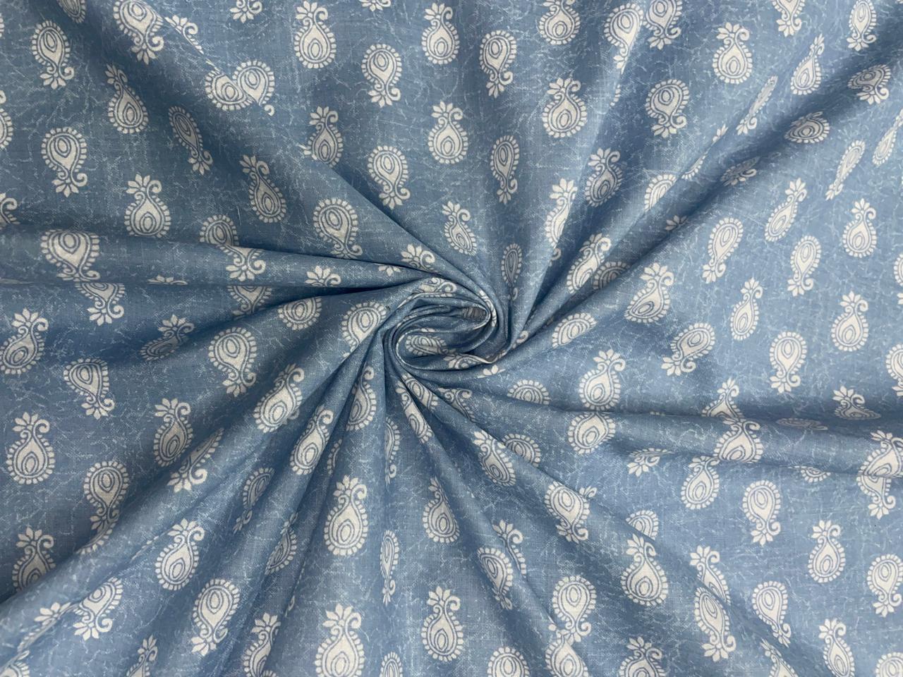 Greysblue Abstract Semilon Cotton Fabric - Kapda Shop