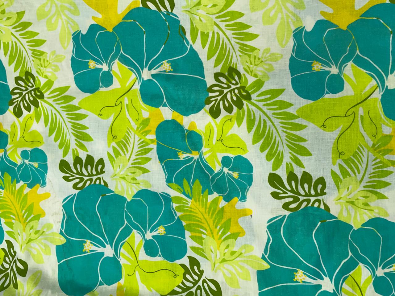 Green Floral Linen Fabric - 40 Lea - Kapda Shop