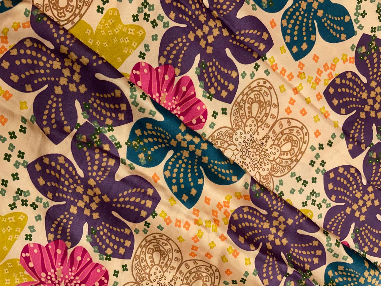 Multicolor Floral Modal Satin Fabric - Kapda Shop