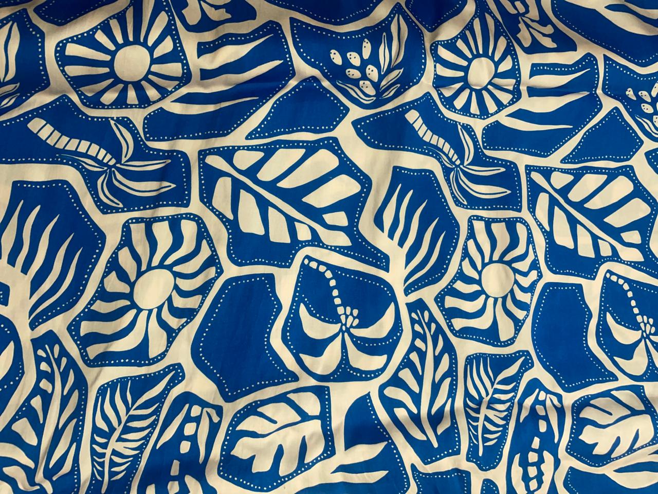 Royal Blue Abstract Modal Satin Fabric - Kapda Shop