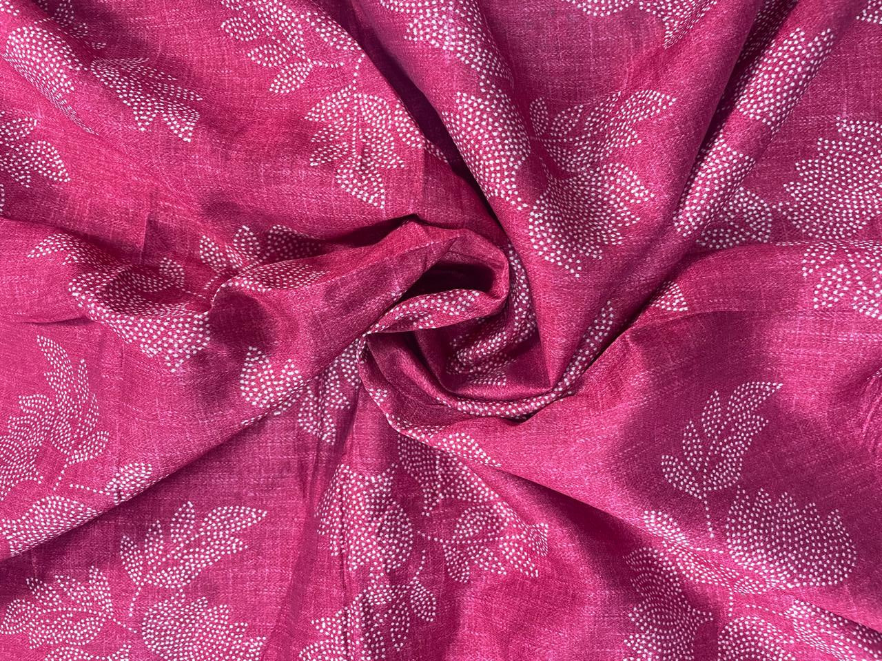 Magenta Floral Chanderi Fabric - Kapda Shop