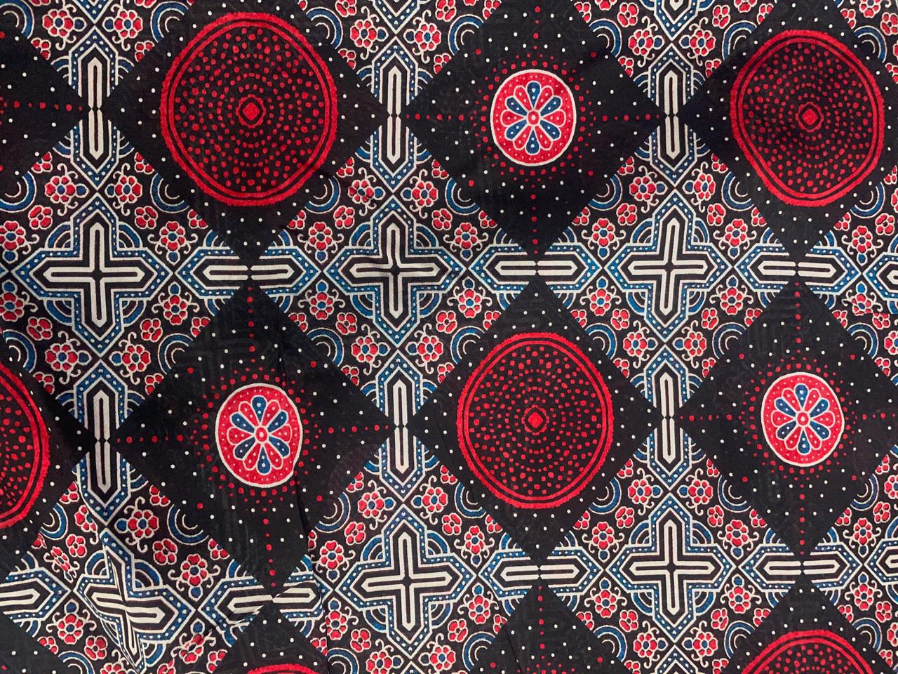 Black Abstract Chandei Fabric - Kapda Shop