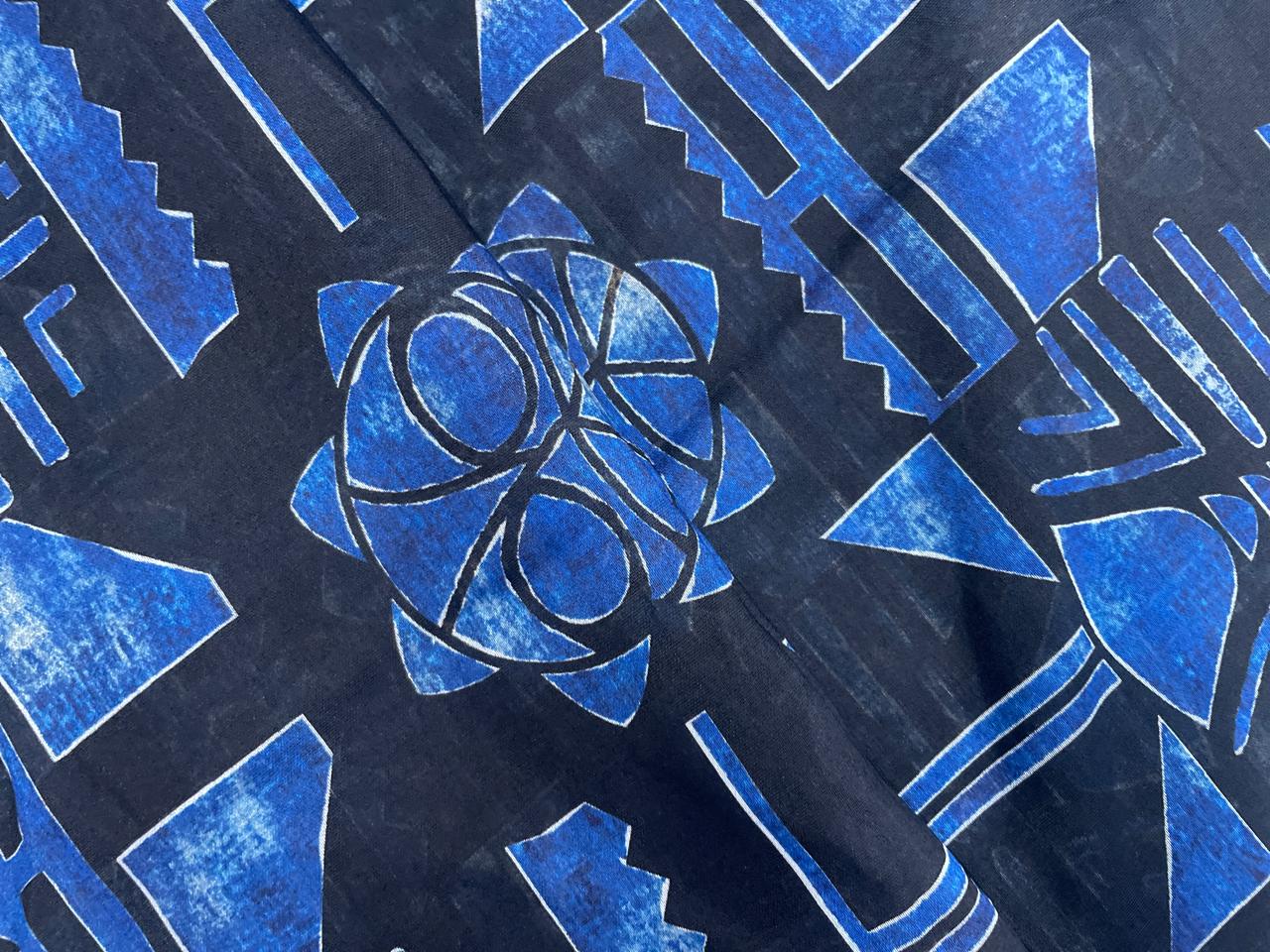 Navy Blue Abstract Chandei Fabric - Kapda Shop