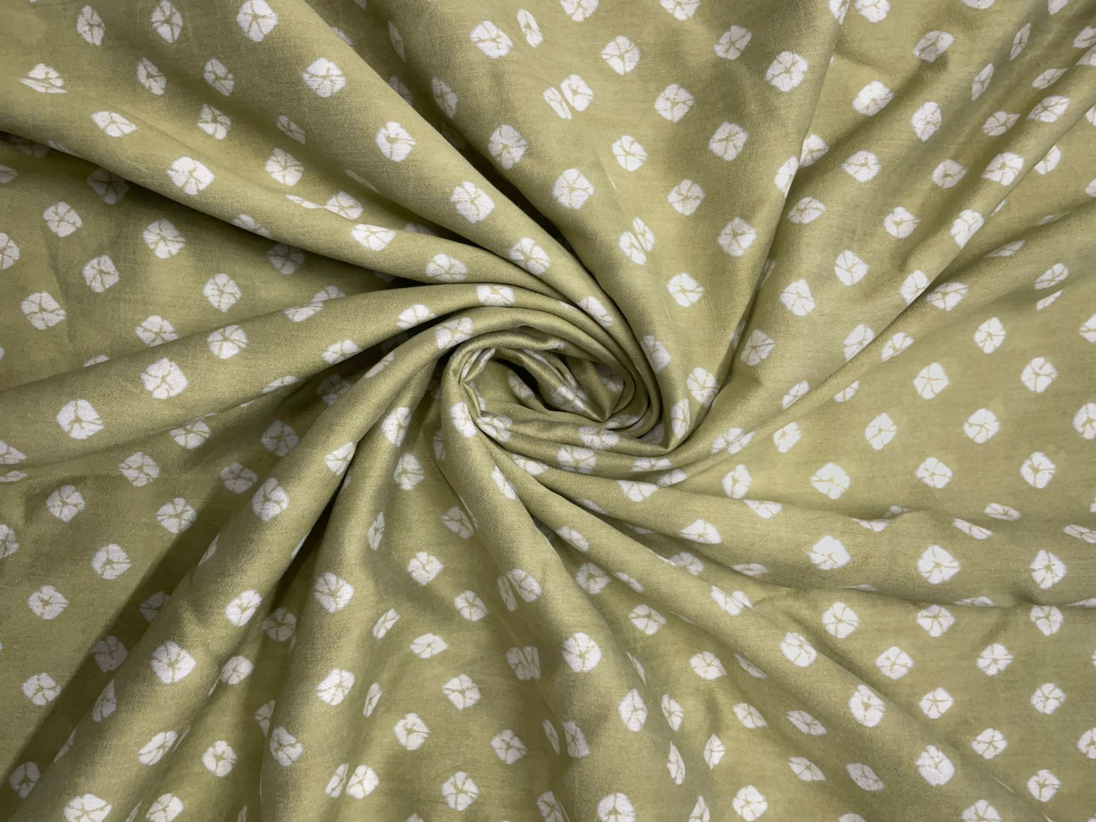 Light Mehndi Green Abstract Chanderi Fabric Kapdashop