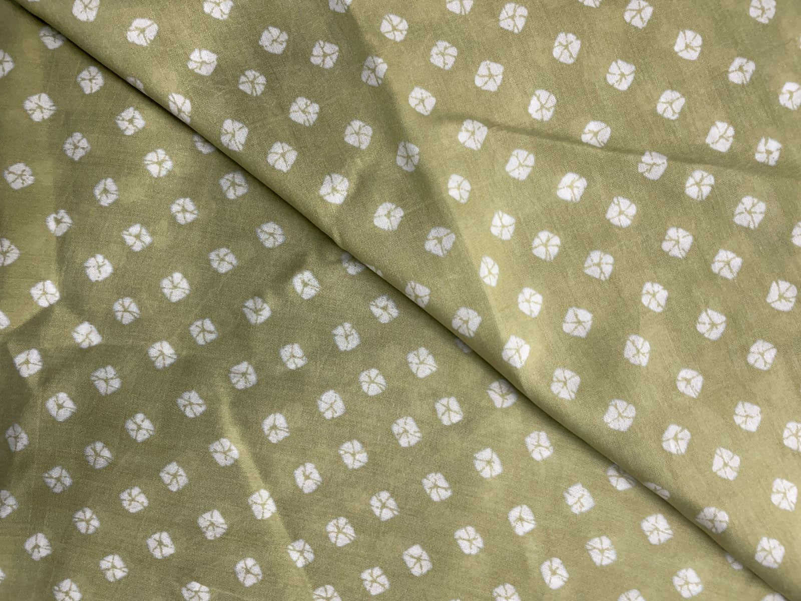 Light Mehndi Green Abstract Chanderi Fabric KTEX