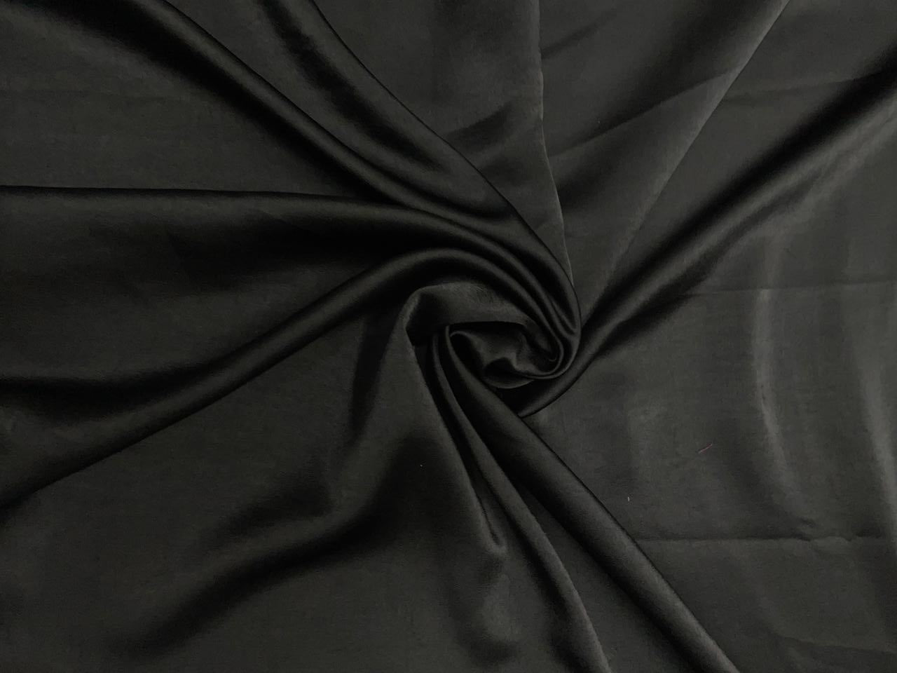 Black Plain Milano Satin Fabric Kapdashop