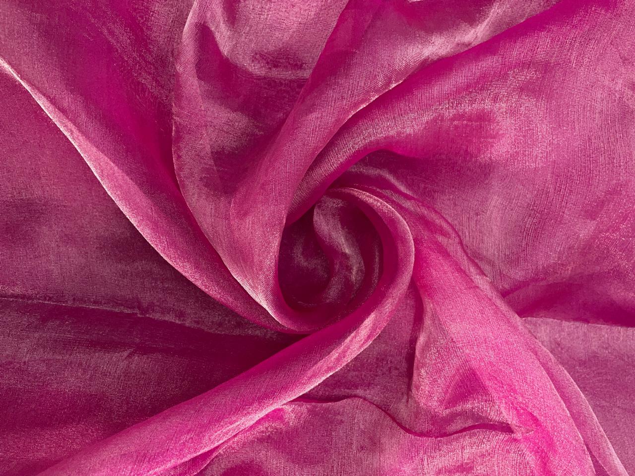 Pink Plain Pure Silk Tissue Fabric Kapdashop
