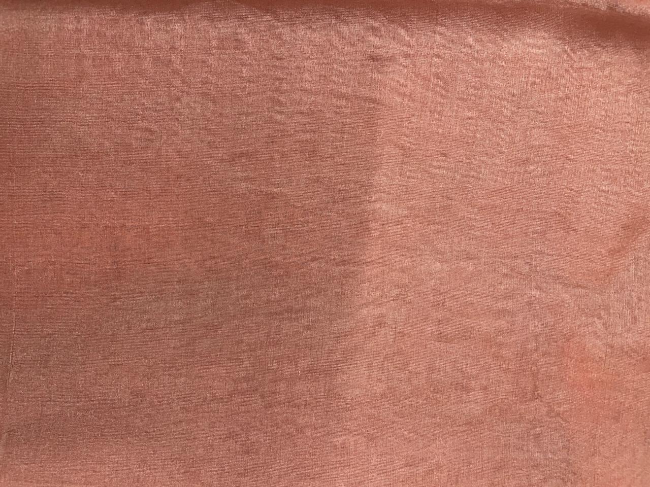 Peach Plain Pure Silk Tissue Fabric Kapdashop