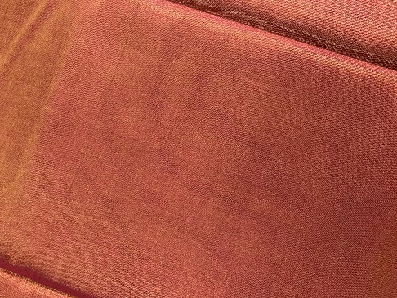 Pink & Gold Plain Pure Silk Tissue Fabric Kapdashop