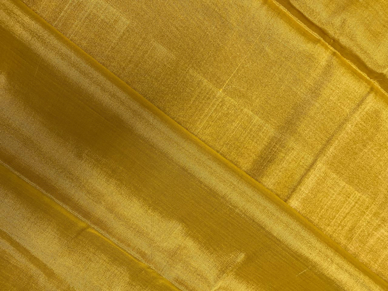 Mustard Plain Pure Silk Tissue Fabric KTEX