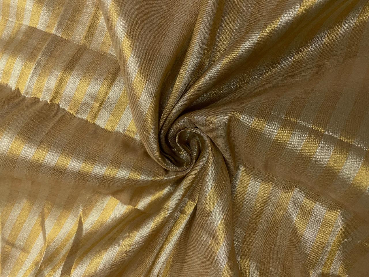 Gold & Silver Stripes Cotton Zari Fabric KTEX