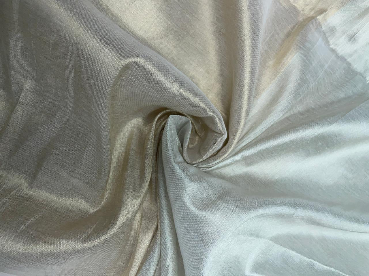 Silver & Light Gold Cotton Zari Fabric Kapdashop