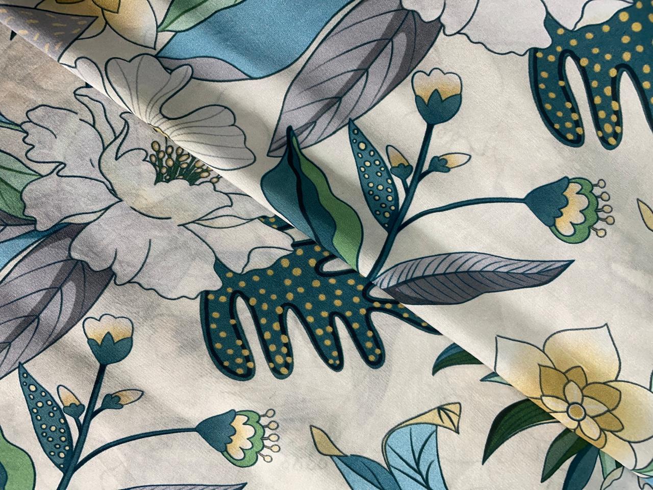 Multicolor Floral Pure Dupion Silk Fabric Kapdashop