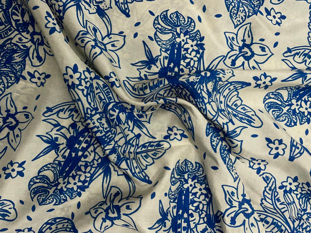 Multicolor Floral Pure Dupion Silk Fabric KTEX