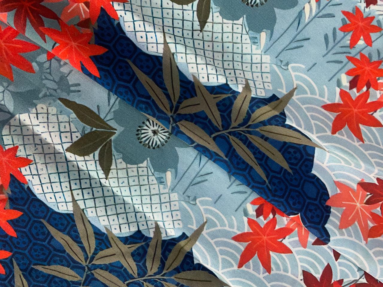 Multicolor Floral Pure Chanderi Fabric Kapdashop