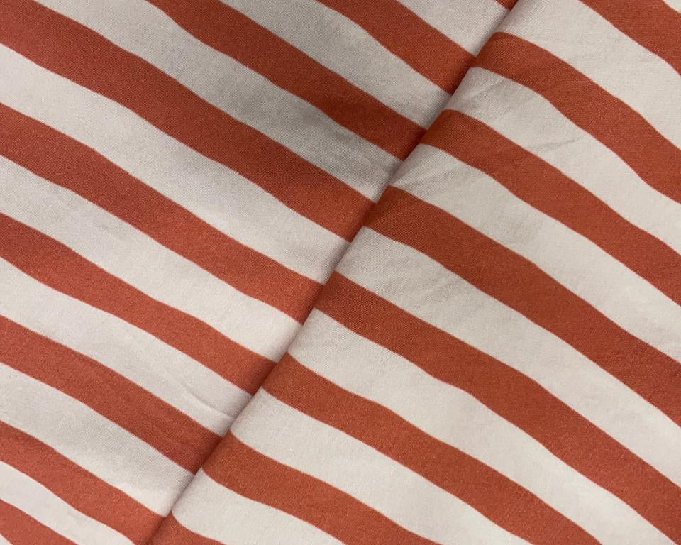 White Peach Stripes Pure Chanderi Fabric Kapdashop