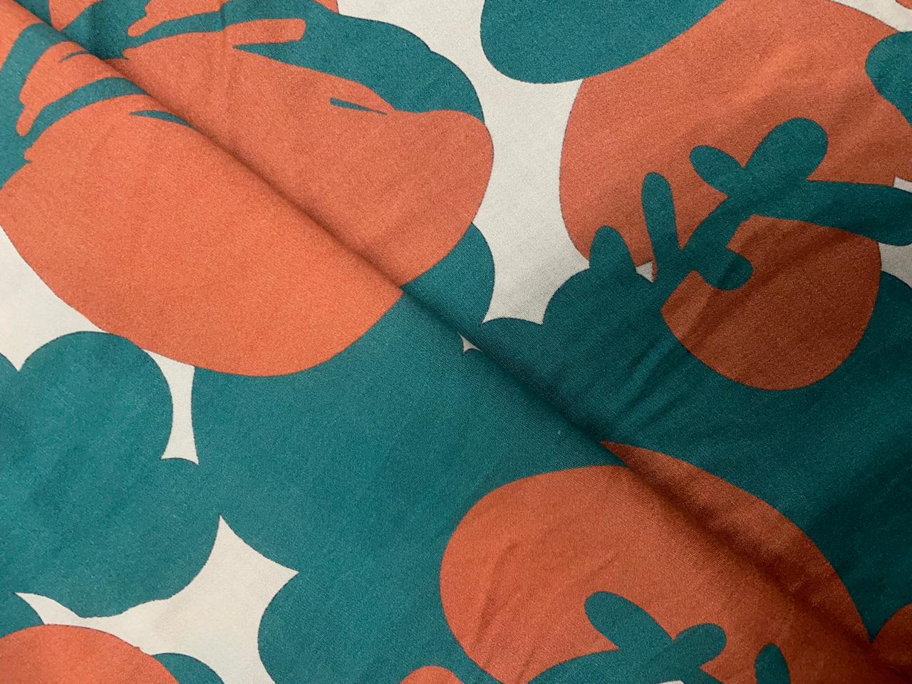 Teal Blue White Abstract Pure Chanderi Fabric KTEX