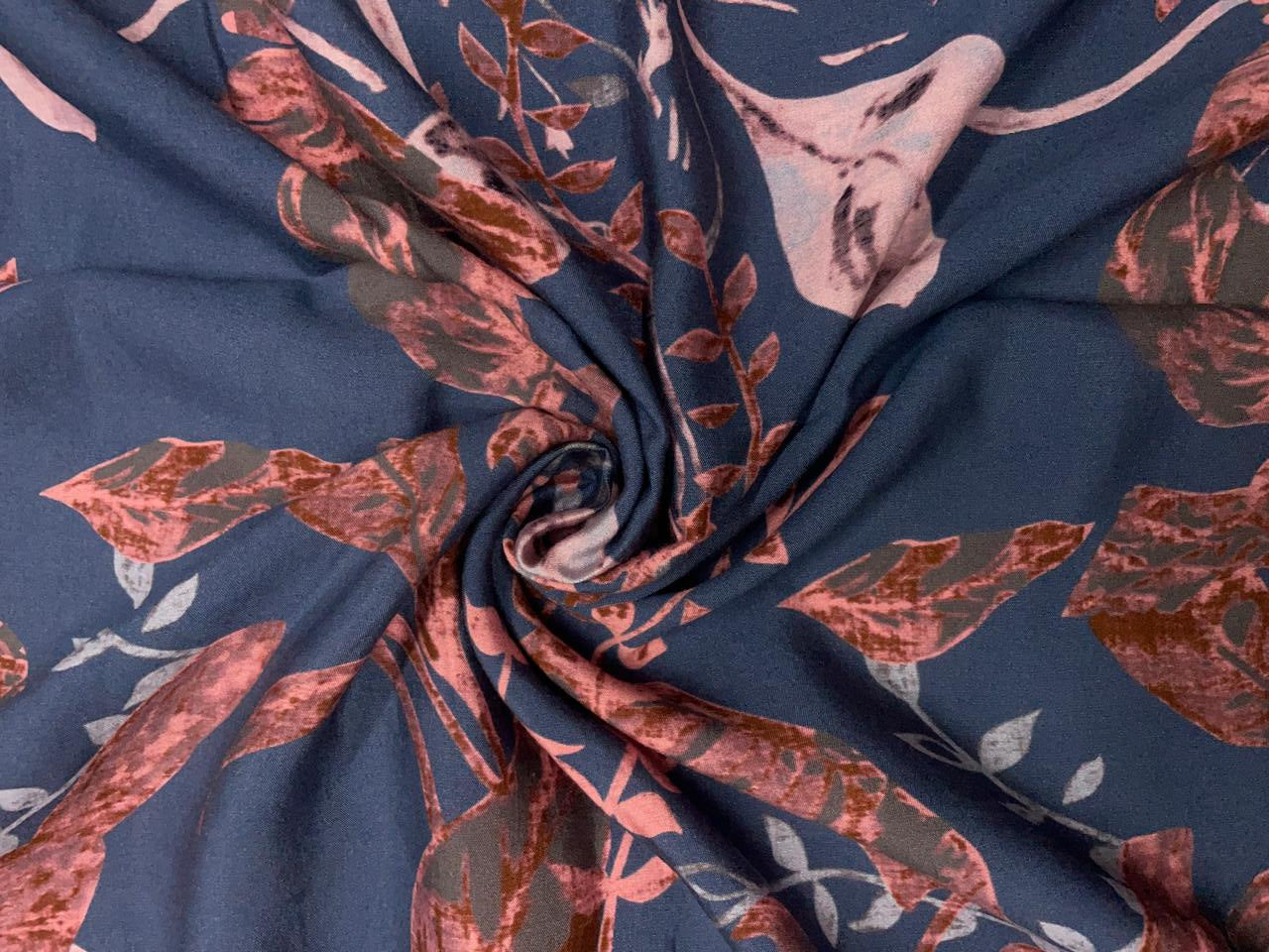 Grey Floral Pure Chanderi Fabric KTEX