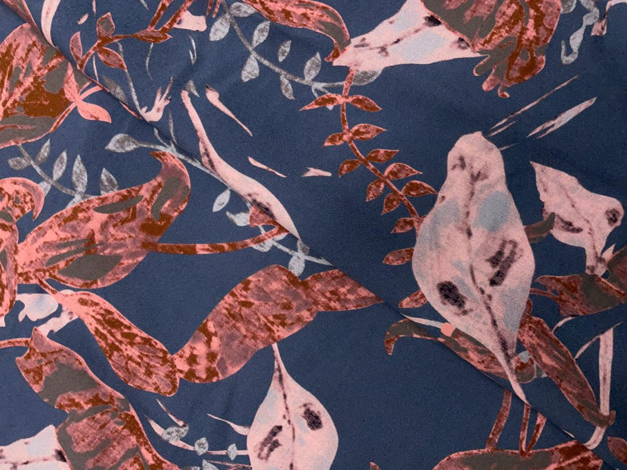 Grey Floral Pure Chanderi Fabric KTEX