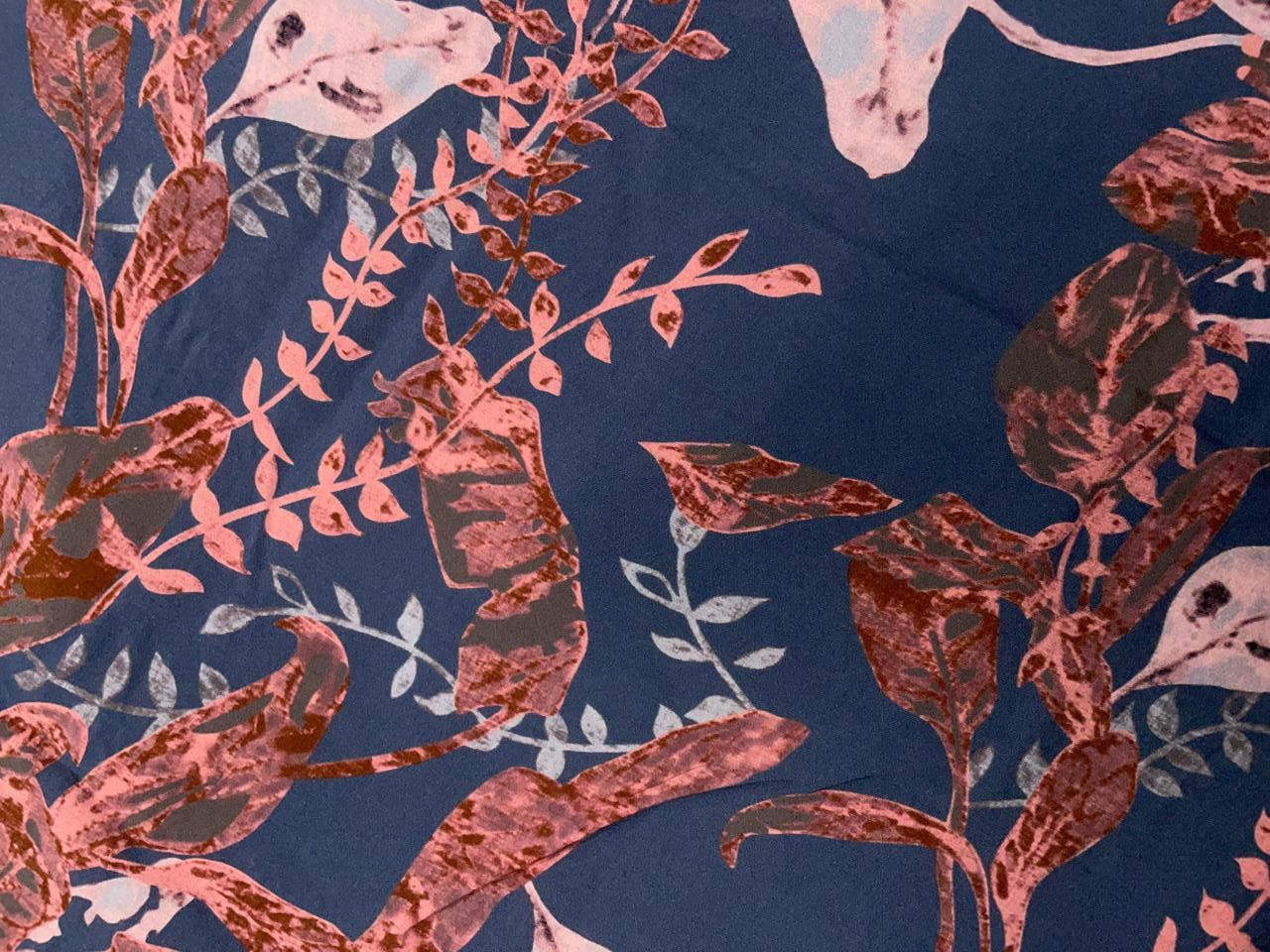 Grey Floral Pure Chanderi Fabric KTEX