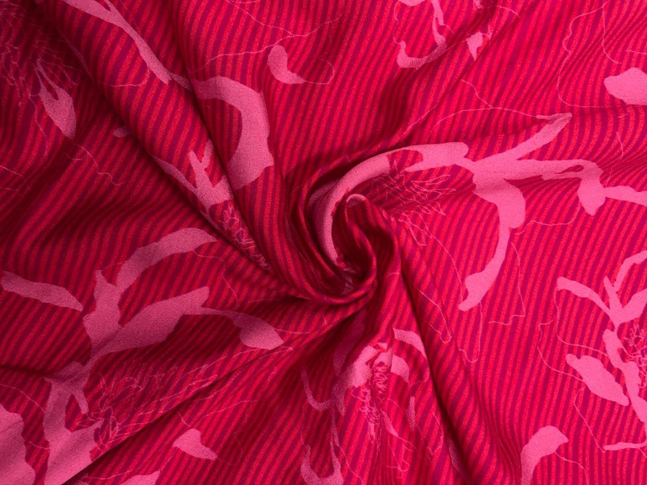 Red Floral Pure Chanderi Fabric Kapdashop