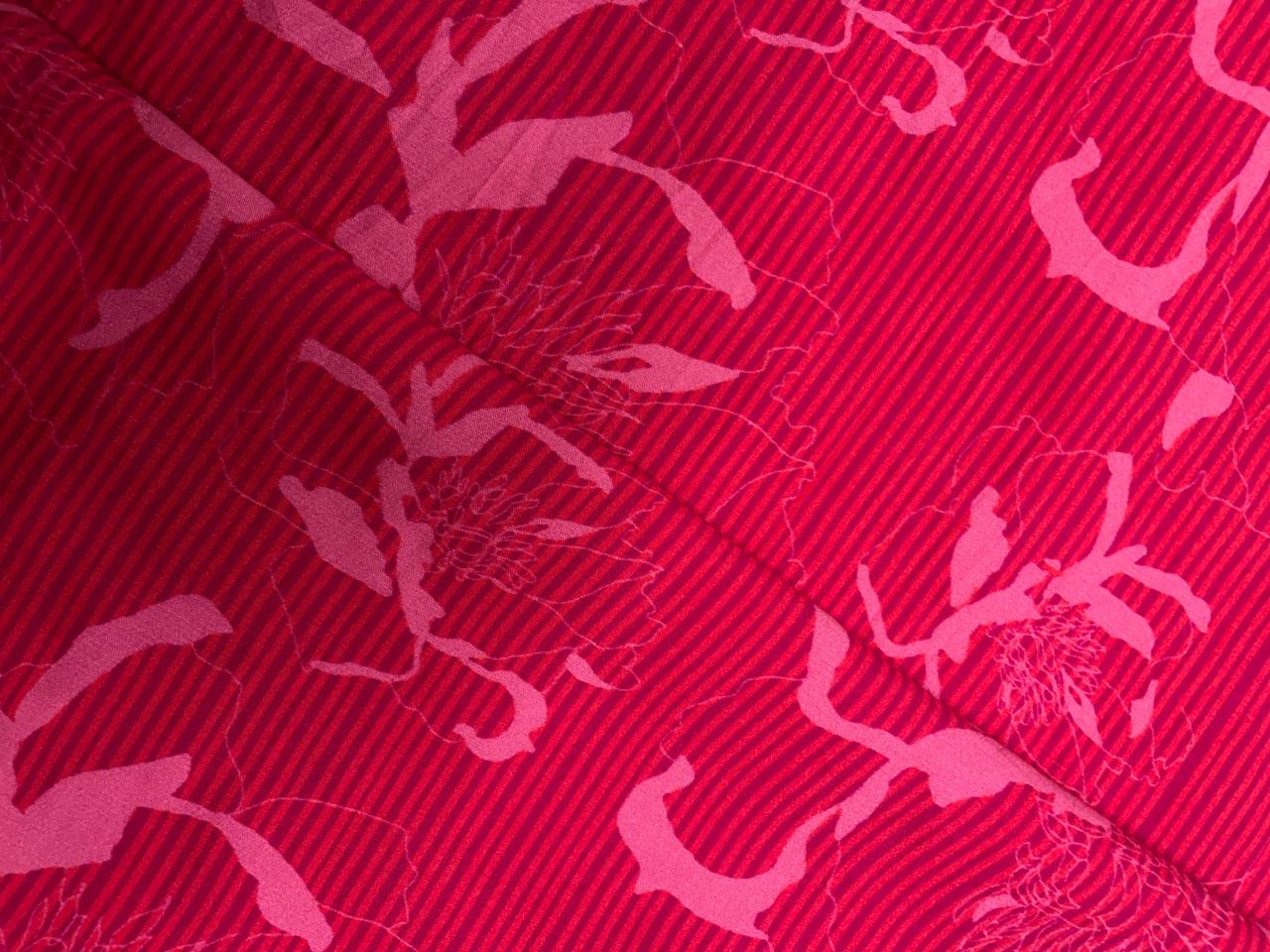 Red Floral Pure Chanderi Fabric Kapdashop