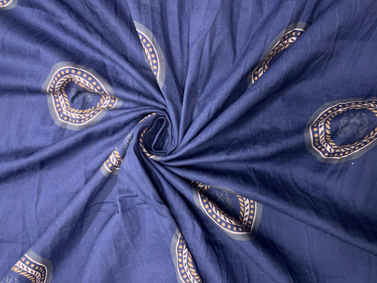 Blue Polka dot Cotton Linen Fabric KTEX