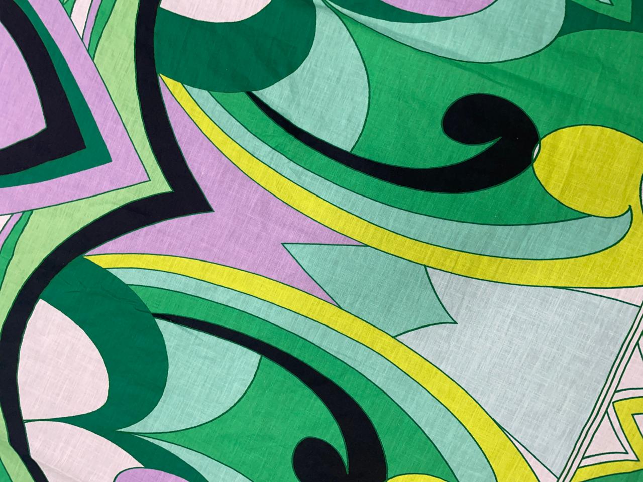 Multicolor Abstract Cotton Linen Fabric KTEX