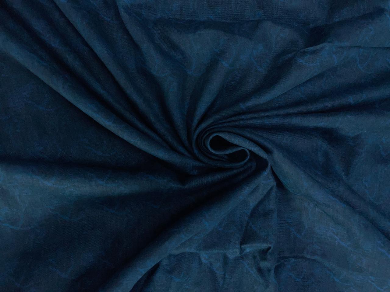 Blue Abstract Cotton Linen Fabric Kapdashop