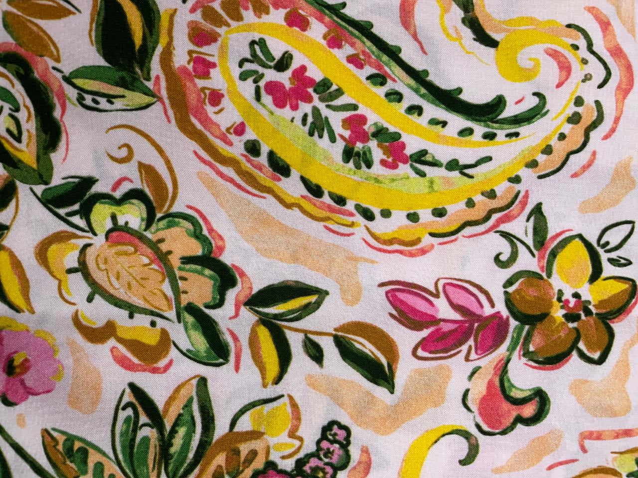 White Multicolor Floral Rayon Fabric KTEX