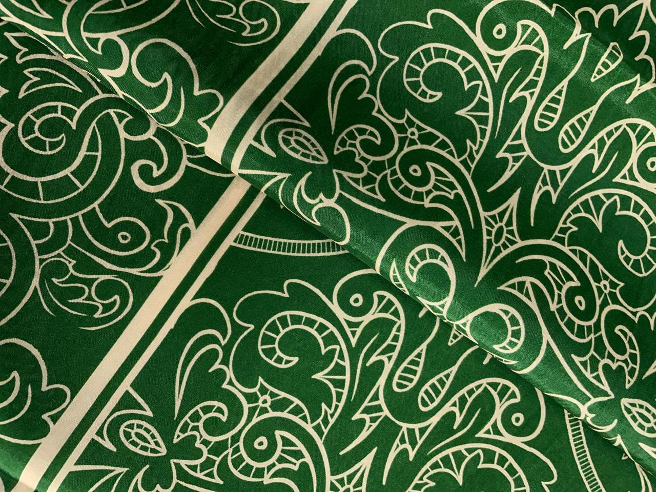 Green Floral Habutai Silk Fabric KTEX