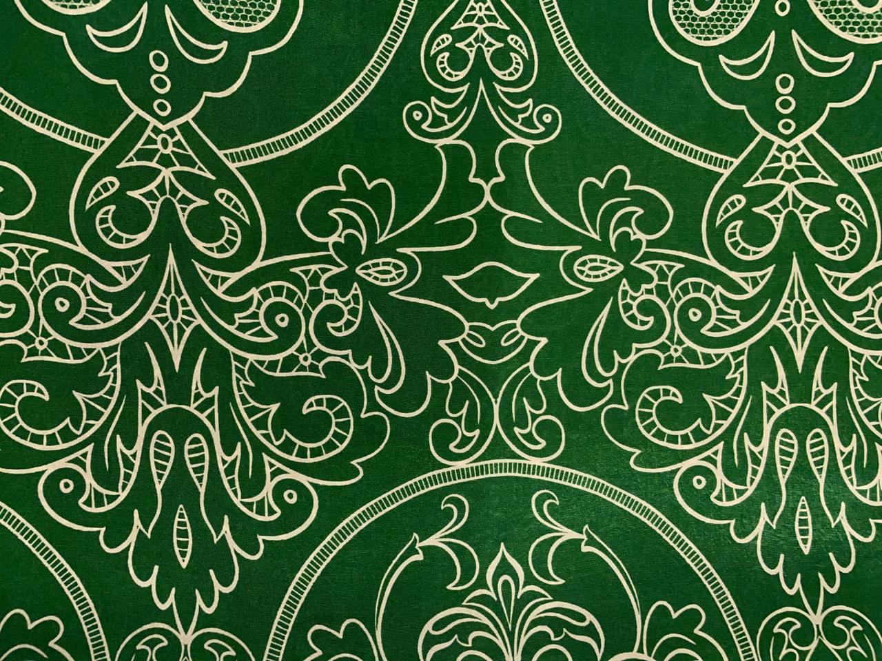 Green Floral Habutai Silk Fabric KTEX