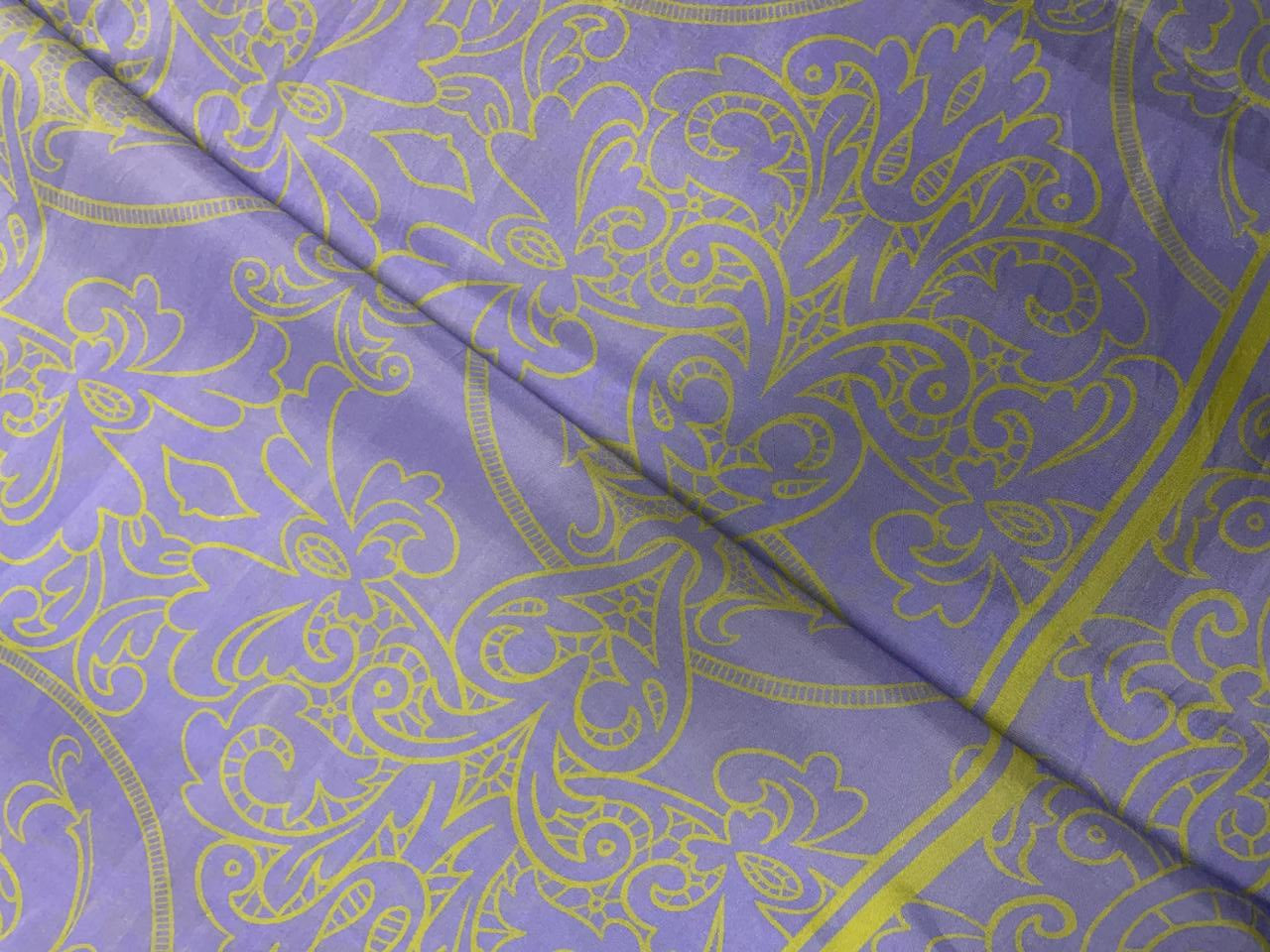 Lavender Floral Habutai Silk Fabric KTEX