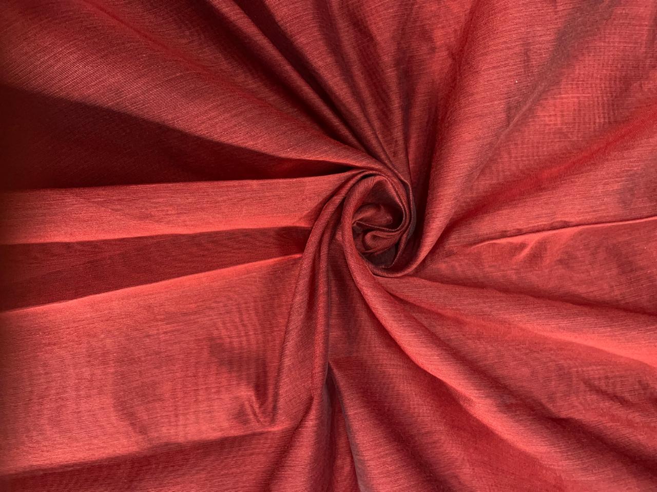 Dark Red Plain Dyed Poly Chanderi N242 Fabric KTEX