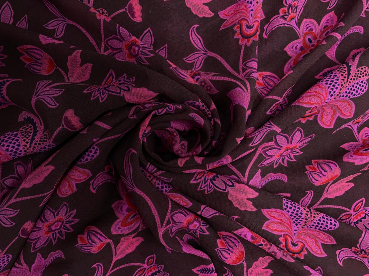 Pink Floral Pure Georgette Print Kapdashop