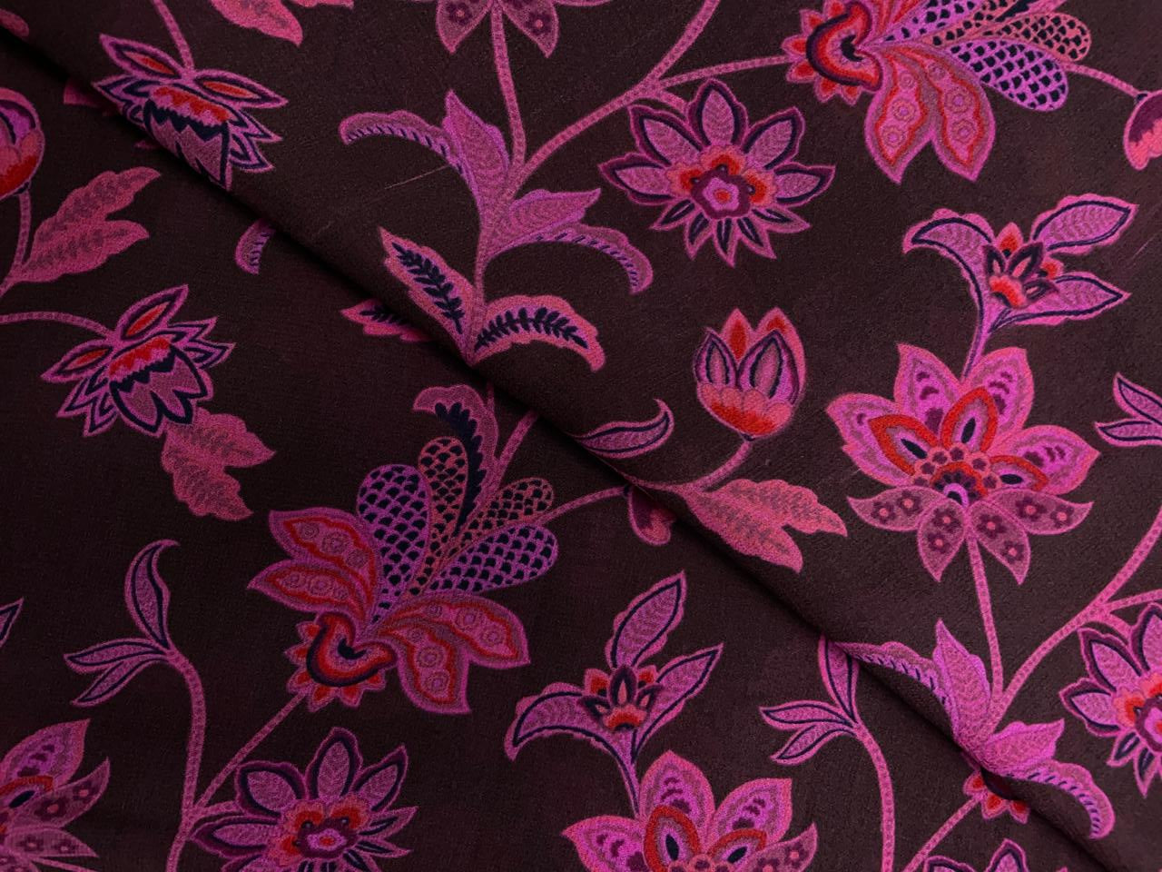 Pink Floral Pure Georgette Print Kapdashop