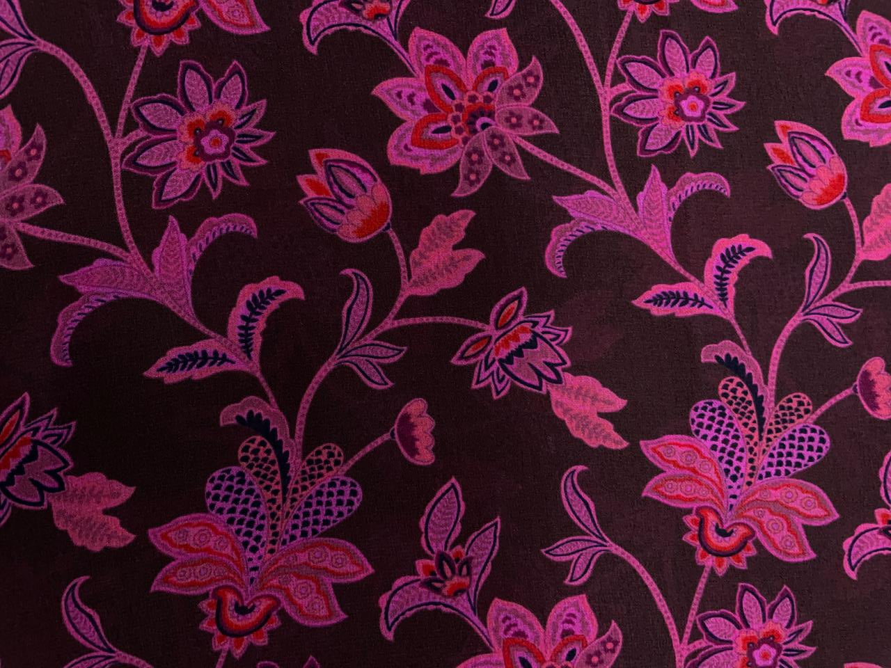 Pink Floral Pure Georgette Fabric KTEX