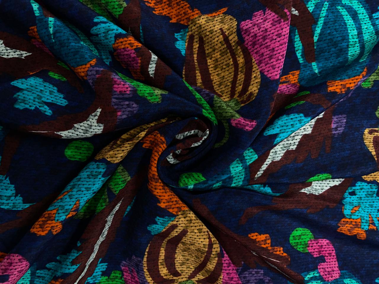 Multicolor Abstract Pure Crepe Kapdashop