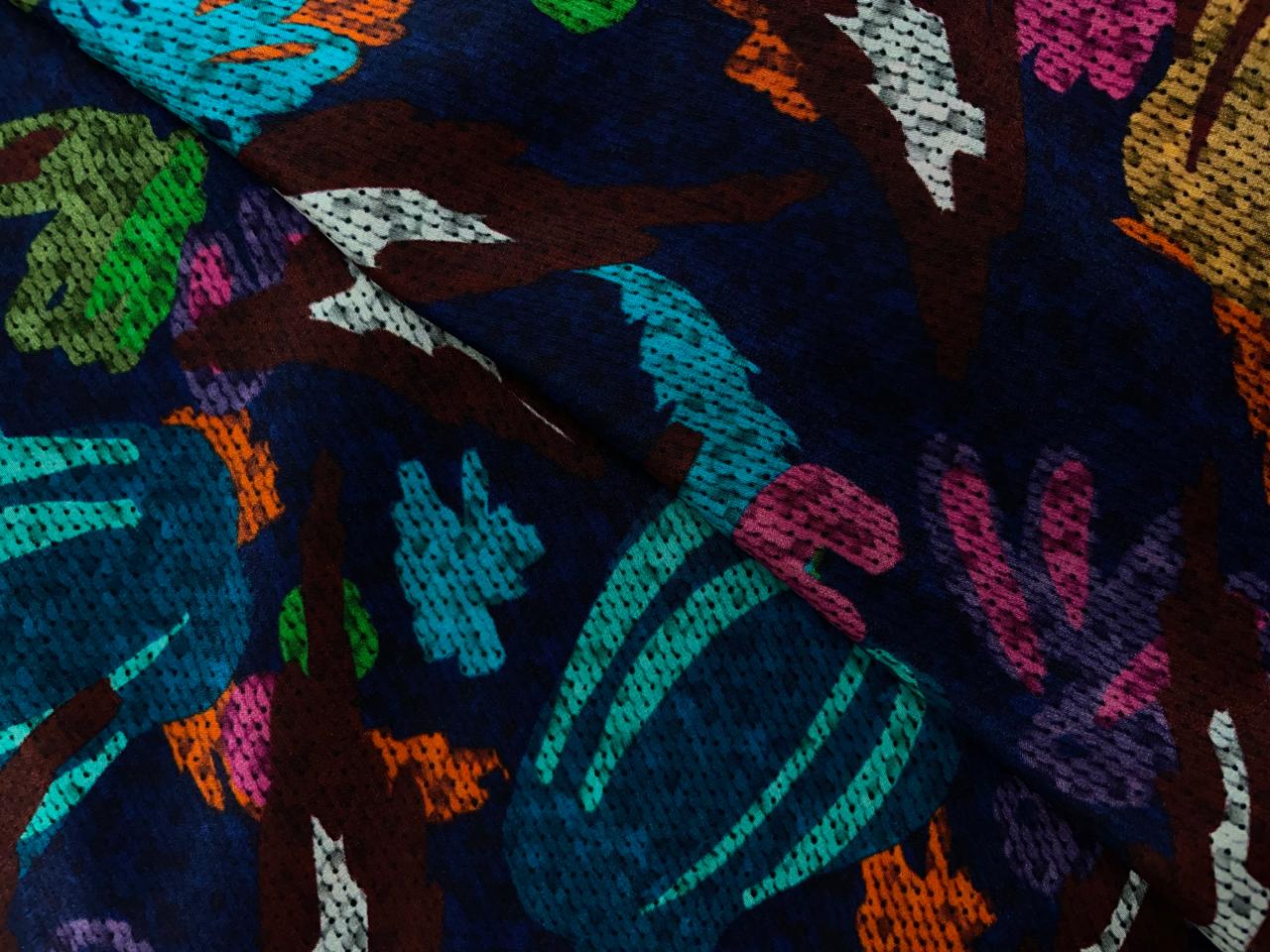 Multicolor Abstract Pure Crepe Fabric KTEX