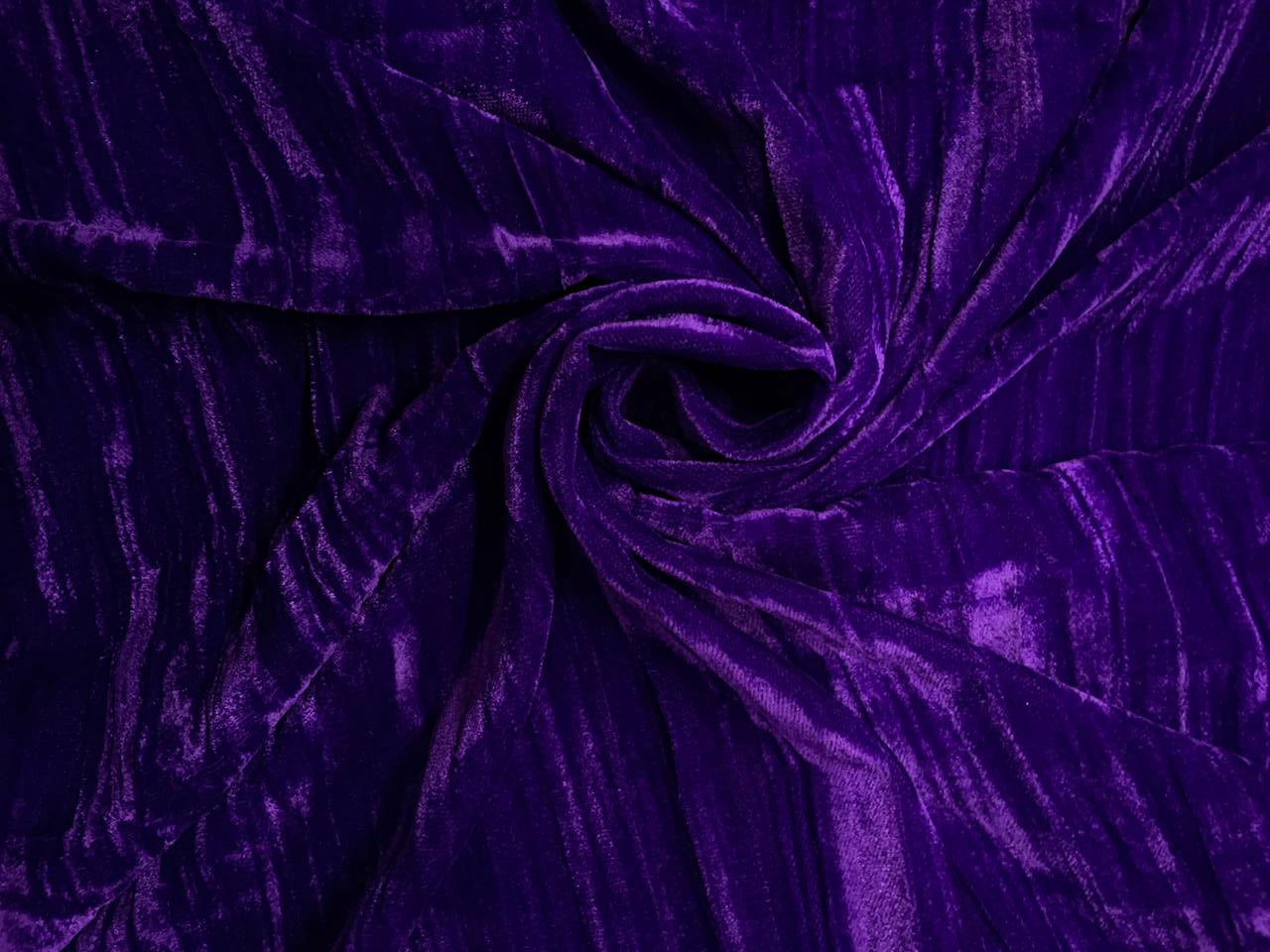 Royal Purple Plain Crush Velvet Fabric KTEX