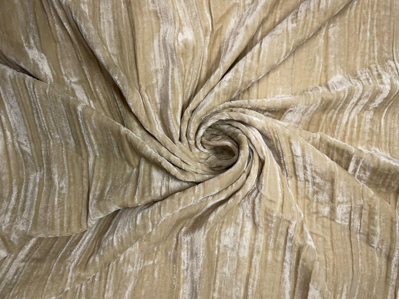 Light Beige Plain Crush Velvet Fabric KTEX