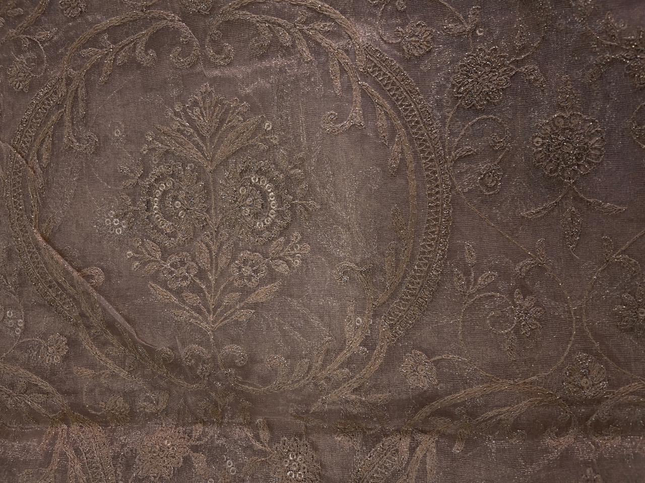 Golden Floral Pure Tissue Embroidered Kapdashop