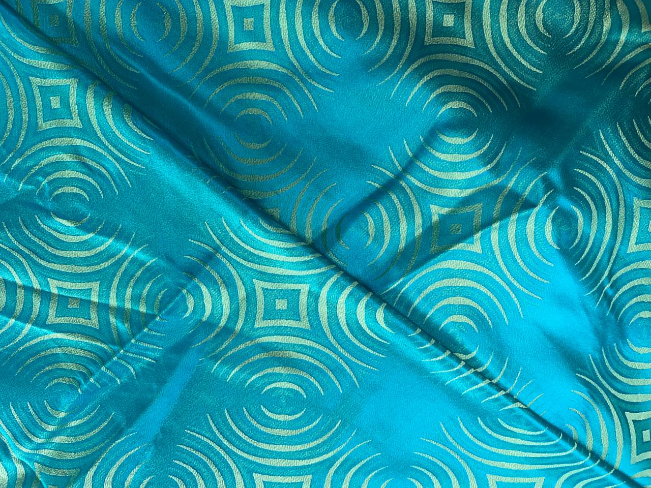 Sky Blue Abstract Satin Jaqard Kapdashop