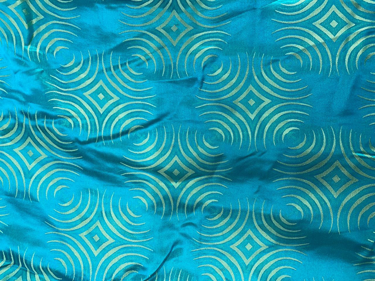 Sky Blue Abstract Satin Jaqard Kapdashop