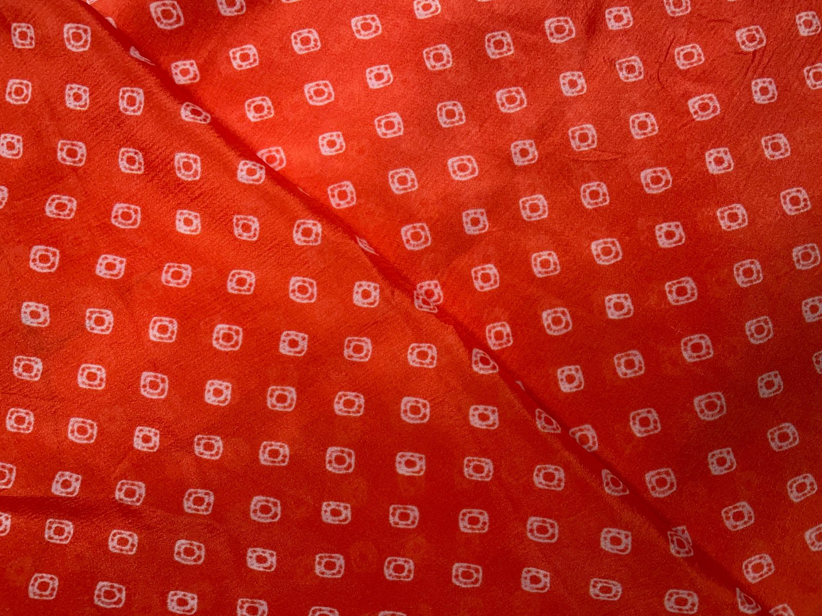 Orange Geometric Chinon Chiffon Fabric KTEX