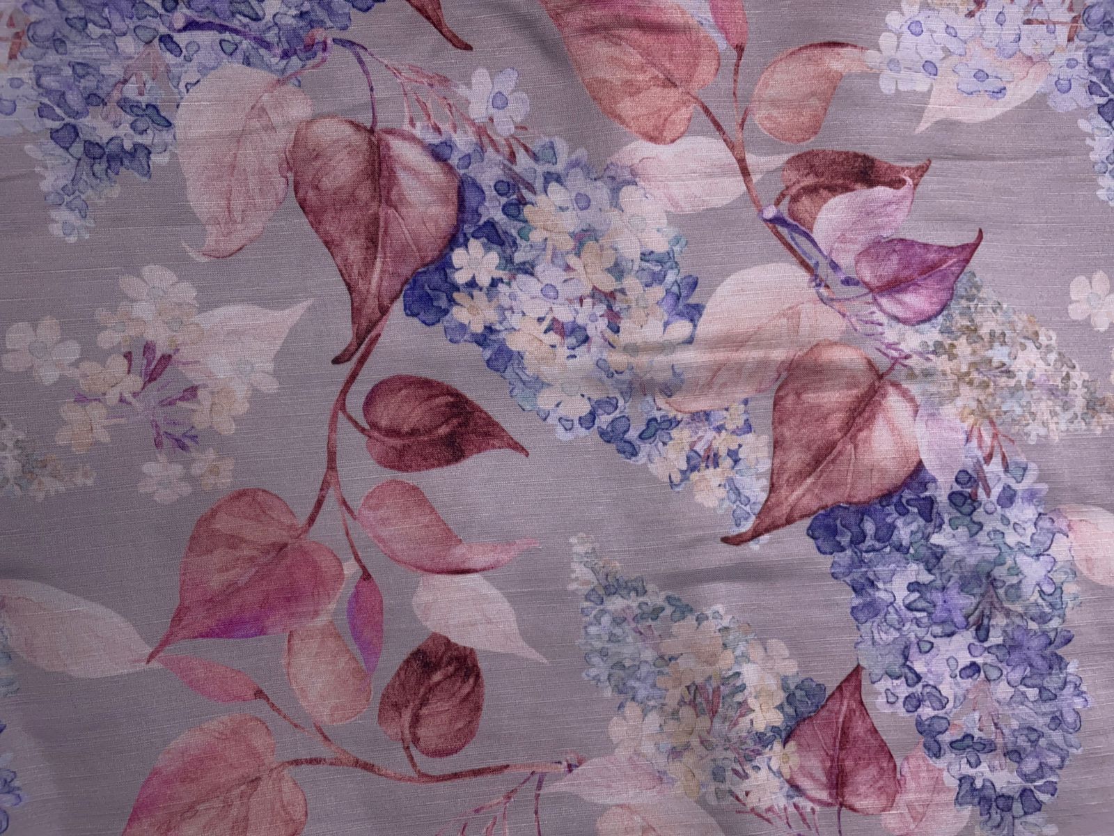 Light Grey Floral Linen Satin Fabric Kapdashop