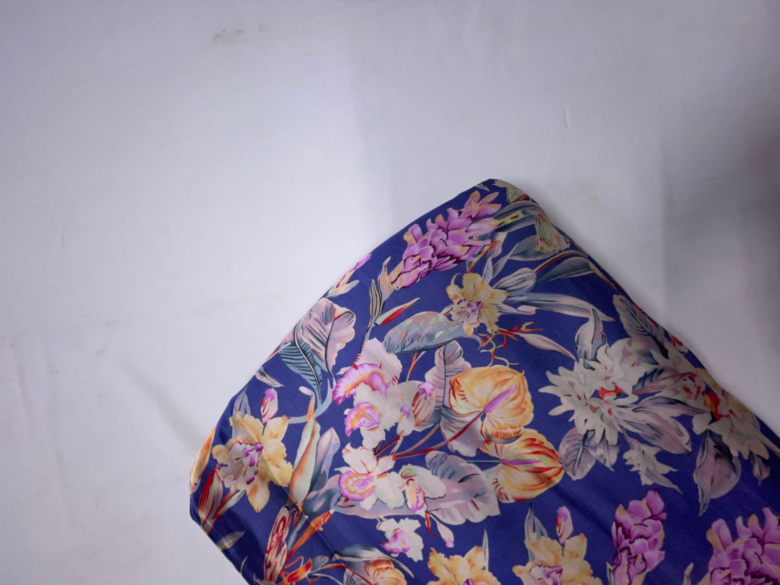 Light Purple Floral Linen Satin Fabric Kapdashop